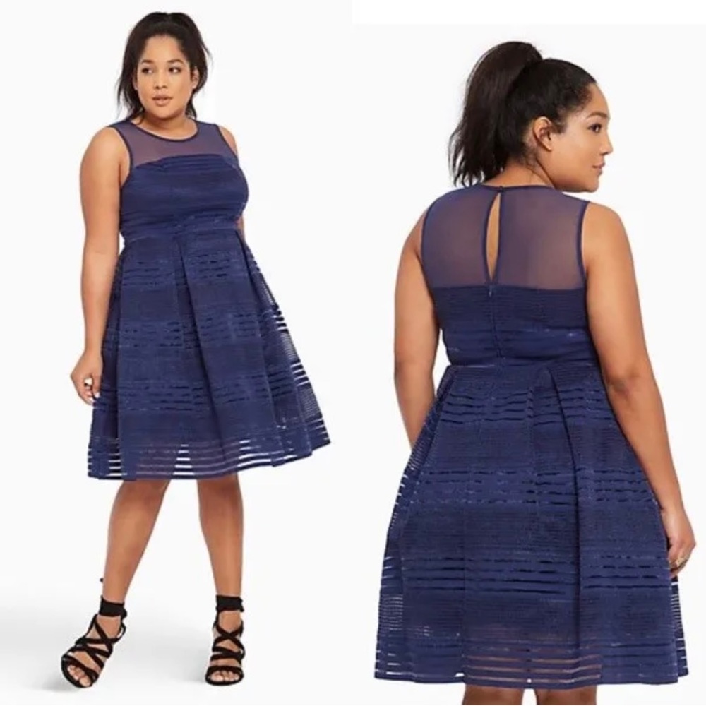 torrid Navy Blue Fit-and-Flare Midi Dress